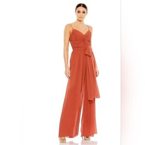 NWT!Ieena for Mac Duggal, Ruched Tie Jumpsuit, Cinnamon, Size M, MSRP $338